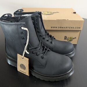 Dr. Martens Black Matte Leather 8-Eye Lace-Up Boots
